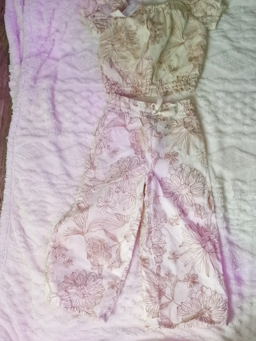 Women's Cream Floral Wide-Leg Jumpsuit